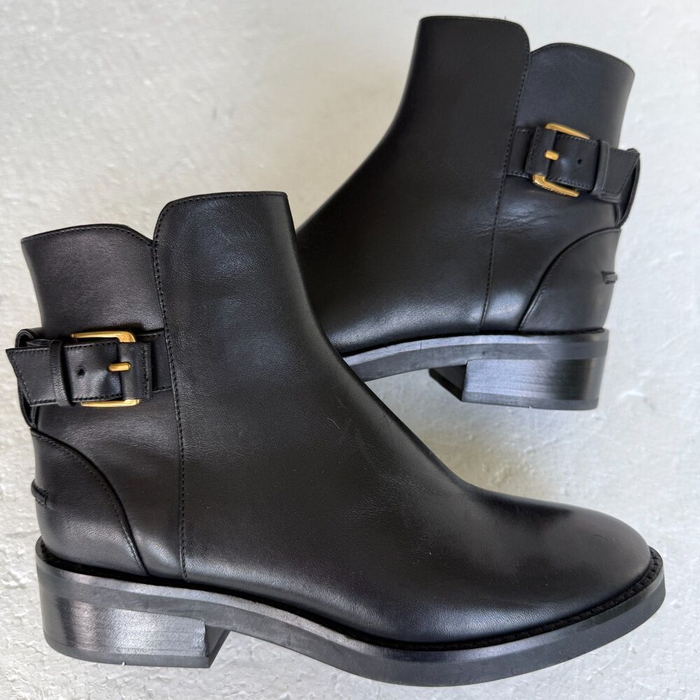 Cole Haan Women's Hampshire Buckle Bootie ankle black leather size 6B - NWOB